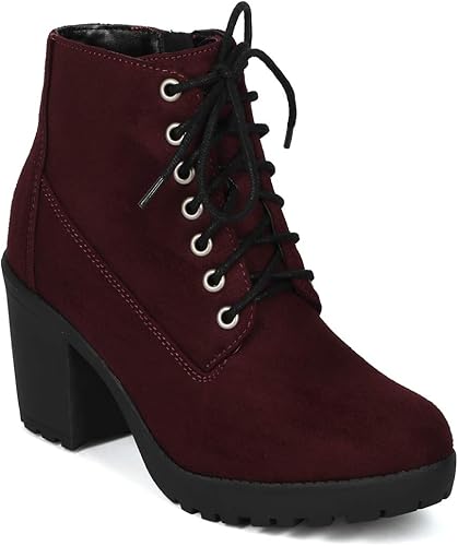 round toe lace up booties