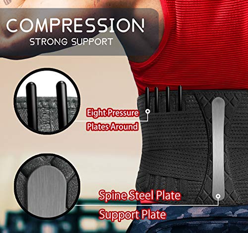 SKDK Lumbar Support Back Brace -Relief for Back Pain,Herniated Disc,Breathable Mesh Design,Spine Steel Plate Support,Adjustable Support Straps,Lower Back Belt (Medium)