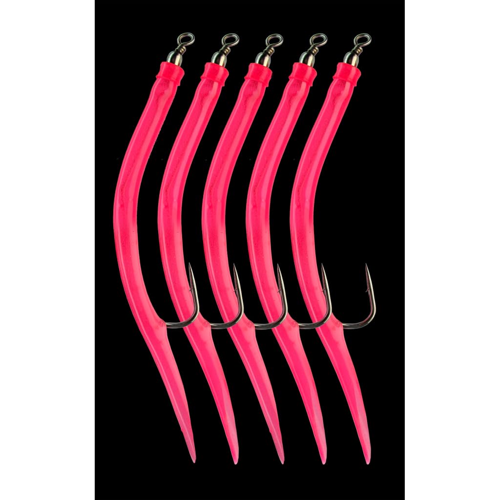 Jenzi Rubber Makk Classic, Pack of 5, Pink, Hook Sizes 6/0, 8/0, 10/0 and 12/0 (10/0) - Fishing Hook - Pirk
