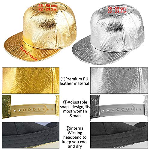 8 Pieces 80s 90s Hip Hop Costume Set Rapper Outfits,2 Adjustable Flat Brim Snapback Baseball Cap 2 Hip Hop DJ Sunglasses 2 Gold Chain with Dollar Sign Pendant 2 Bracelet for Cool Rapper Outfits