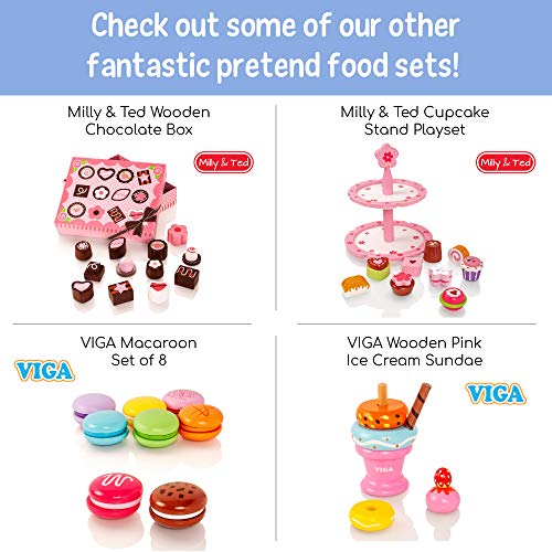 Milly & Ted Wooden Dessert Set mit Kuchen und Eiscreme - Childrens Wood Playfood Toy - Kinder Spielen Spiel Essen – Bild 6
