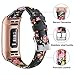 SHANGPULE Bands Compatible for Fitbit Charge 4 / Fitbit Charge 3 / Fitbit Charge 3 SE, Slim Premium Leather Band Flower Design Replacement Strap (Colorful Flower 2 with Rose Gold connectors)