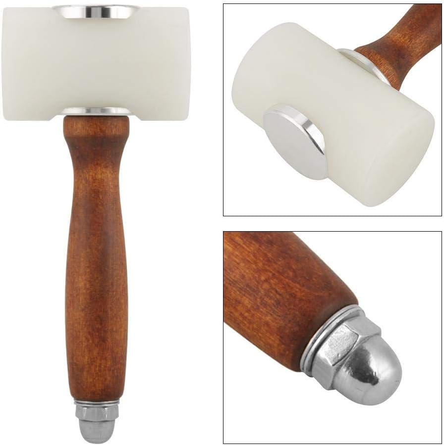 Leather Hammer, T Shape Leather Nylon Hammer Wood Handle Leather Carving Mallet Craft Tool - Image 4
