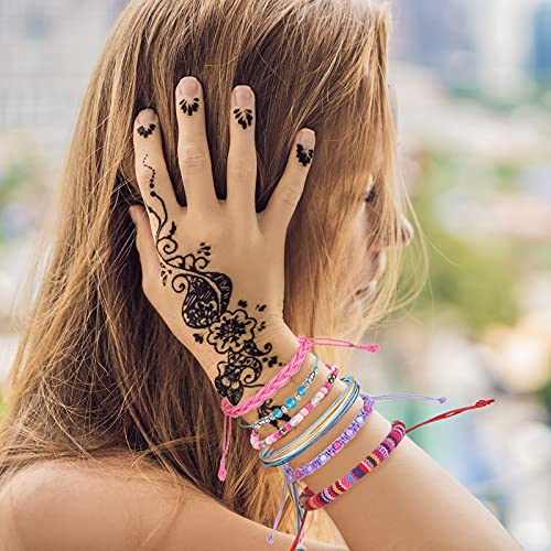 Henoyso 57 Pieces Surfer Strand Wave Bracelet Braided Stretch