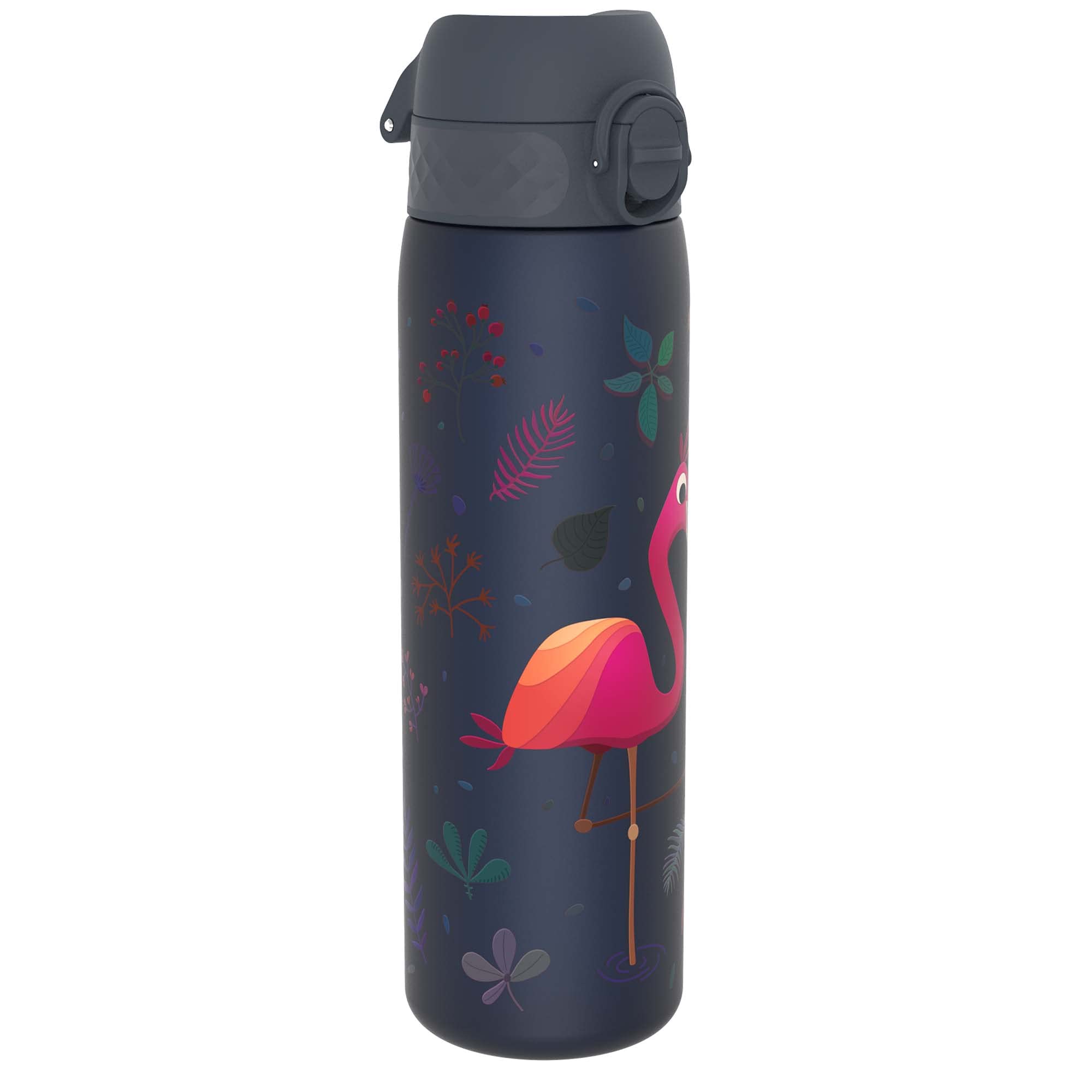Ion8 Water Bottle, 500 ml/18 oz, Leak Proof, Easy to Open, Secure Lock, Dishwasher Safe, BPA Free, Hygienic Flip Cover, Carry Handle, Easy Clean, Odour Free, Carbon Neutral, Flamingos — image 1