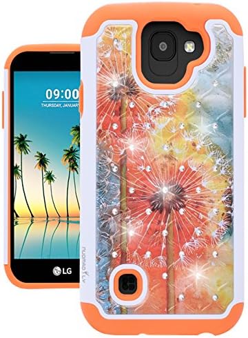 LG K3 2017 Case, LG US110 Case, Nuomaofly [Creative] Studded Rhinestone Crystal Bling Hybrid Armor Defender Protective Case Cover for LG K3 2017 / LG US110 (Dandelion)