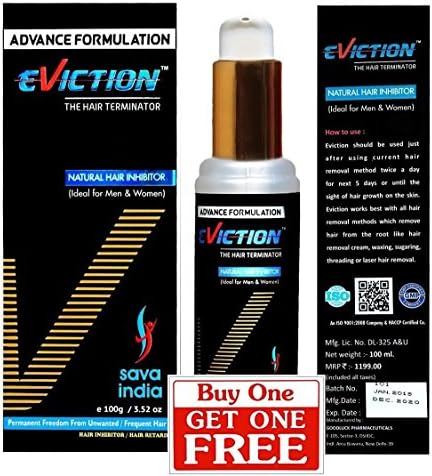 Eviction Natural Permanent Hair Removal Cream for Both Men and Women, 100ml