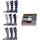 Pierre Henry Over the Calf Socks for Men (9 pairs) | Cotton Casual Dress Socks | Long Socks Stays up12+ hr| Size 7-11 |12-16