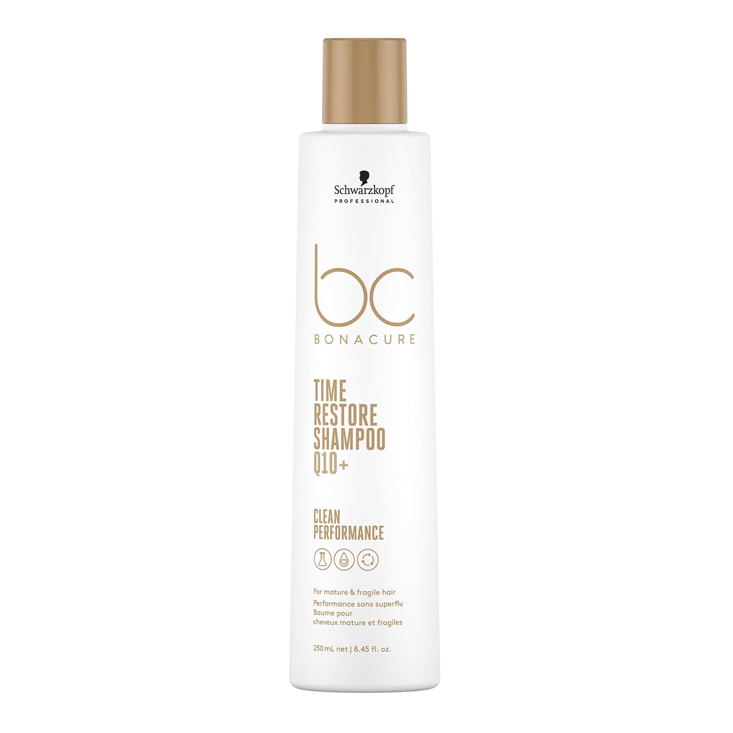 Schwarzkopf Professional Bonacure Time Restore Shampoo For Mature Fragile Hair Vegan Care Complex Q10+ Erases Visible Signs Of Ageing Elasticity Resistance Vitality Cleansing Moisturizing 250 ml