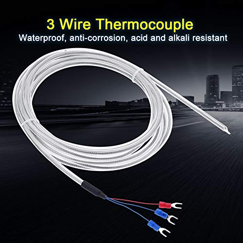 Termopar Pt100, Sensor de 3 Cables Resistente a la Corrosión, Sensor Pt100, Termómetro Resistente Al Agua 1300c HEITIGN 20 * 18 * 2