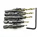 Eagles 5pcs #5#6#8#10#12 HSS Countersink Drill Bit Set with Free Quick Change Hex Shank-Gold