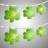 Nantucket Home St Patricks Day Green EVA Shamrock String Lights, Set of 10 Lights