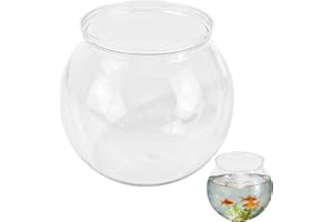 NIRVANY 27 oz Mini Plastic Fish Bowl, Clear Round Small Fishbowl Aquarium, Unbreakable Shatterproof Plastic Betta Fish Tank, Desktop Goldfish Bowl for Home Decor & Party Centerpieces