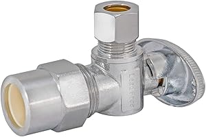 Eastman 10729LF Quarter-Turn Angle Stop Valve, 5/8 inch CPVC x 3/8 inch OD Comp, Chrome