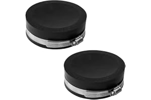 Fernco QC-104 2 Pack 4-in. Qwik Cap Flexible PVC Pipe Cap with Stainless Steel Clamps, Black