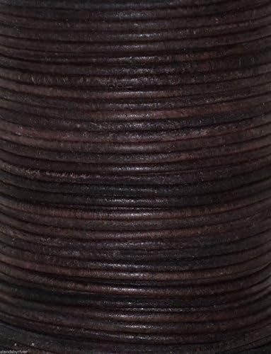 Natural Dye Antique Brown Round Leather Cord 1.0mm x 10 m