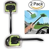 2 Pack Auto Glass Cleaner! Windshield Clean Car Glass Cleaner Wiper Handle Wand Microfiber Cloth! Best Outside and Interior Car Window Cleaner! 100% Money Back Guarantee!