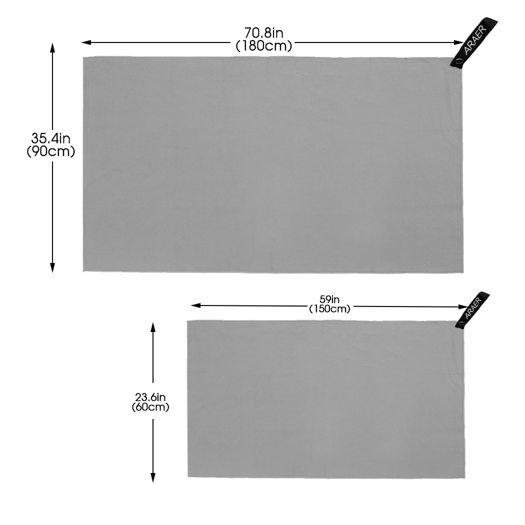 Serviette en Microfibre, ARAER Léger et Ultra Absorbant à Séchage Rapide Serviette de Toilette avec un Sac de Transport pour Voyage, Sports, Gym, Camping, Natation, Yoga, Pilates, Plage, Bain ou à la Maison – La Serviette de Voyage Idéale