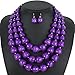KOSMOS-LI 3 Layer Acrylic Purple Beads Multi Strand Necklace