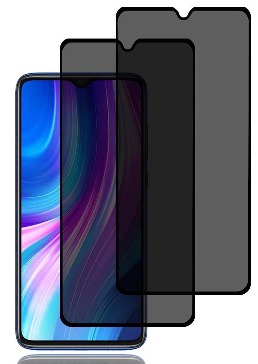 Privacy Screen Protector for Xiaomi Redmi Note 8 Pro [2 Pack], Anti-Spy Tempered Glass Film, 9H Hardness, Anti Scratch, Anti Fingerprint,High Sensitivity,Anti-Spy Screen Protector for Redmi Note 8 Pro