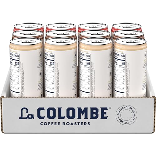 LA COLOMBE DRAFT LATTE VARIETY PACK, 11 FL OZ CANS (PACK OF 12), INCLUDES TRIPLE, VANILLA & MOCHA LATTE, COFFEEHOUSE QUALITY, READY-TO-DRINK, ON-THE-GO
