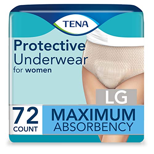 Tena Proskin Maximum Absorbency Incontinence Underwear for Women, Large, 72 Count