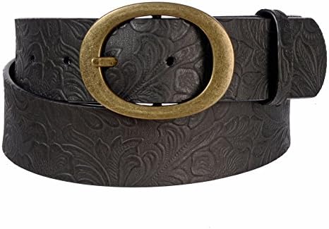 Women's Beautiful Western Style Oval Buckle Belt Black Medium
