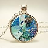 Mermaid Necklace, Fantasy Pendant in Blue (5)
