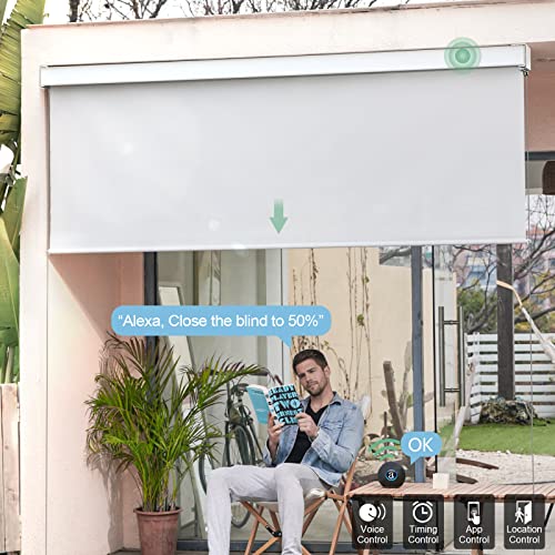 Yoolax motorized patio shades roll up outdoor with remote control