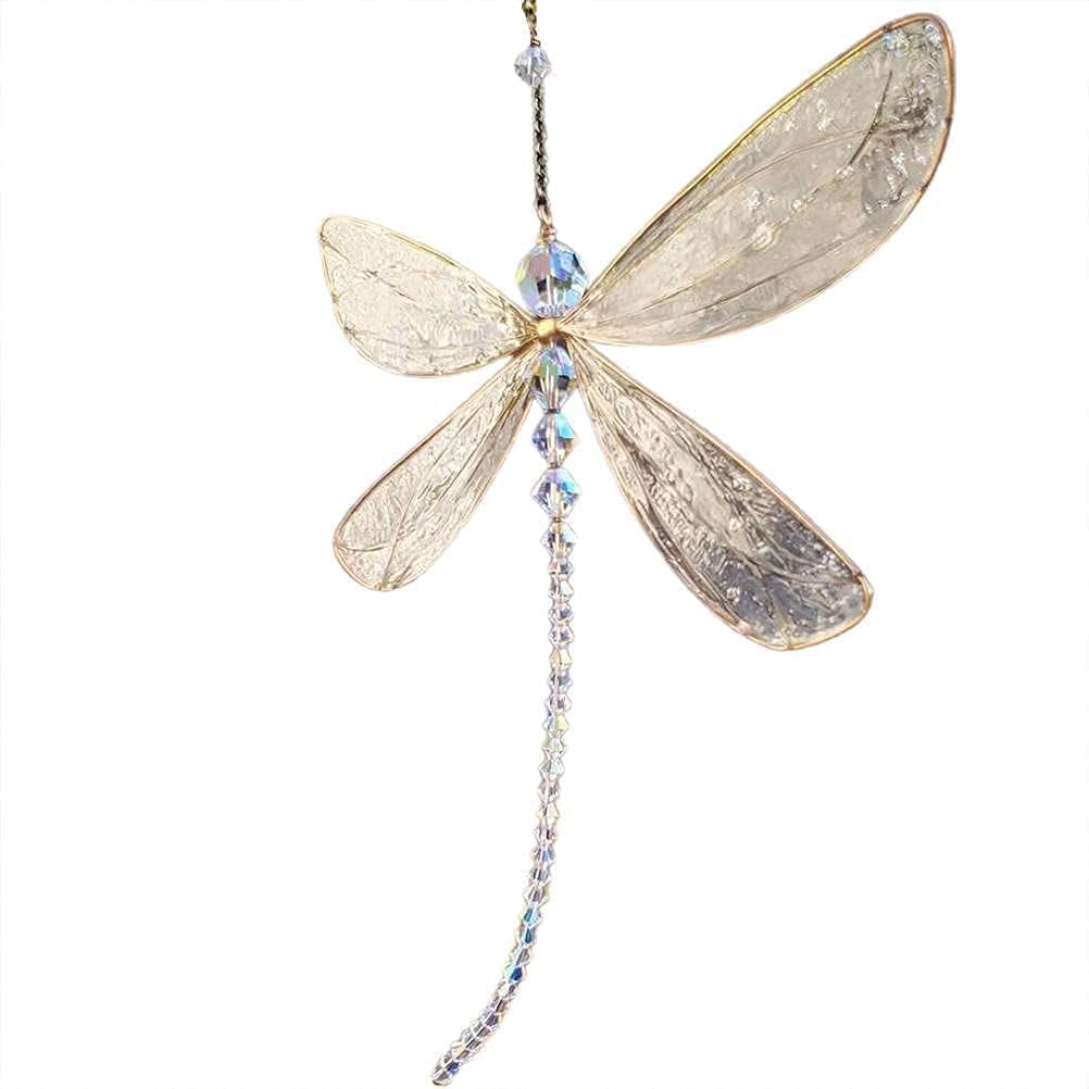 Dragonfly Pendant, 15X15cm Dragonfly Crystal Suncatcher Hanging Crystal Suncatcher Dragonfly Pendant for Garden Wedding Car Decor