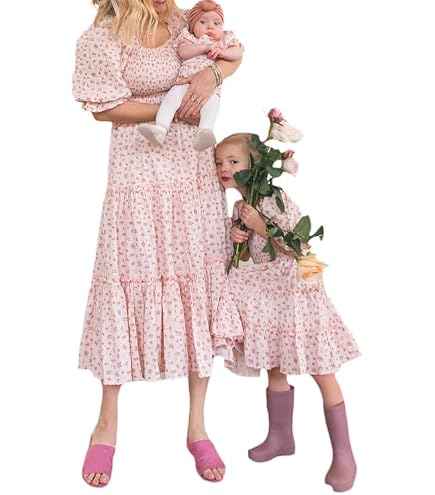 mommy and me maxi dress Mother and Daughter Matching Family Outfits Summer Mom and Girls Square Neck Dress (Baby, 6-12 Months, Floral Purple): Clothing, Shoes & Jewelry Color:Silver Sage Chiffon / Silver Sage Satin over style for easy Leah Women's Shape Black One