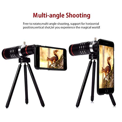 18X Telephoto Lens, Evershop Aluminum Telephoto Lens iPhone Lens Phone Camera Lens Kits with Tripod + Phone Cases for iPhone 8/7/ 7 Plus/ 6S/ 6S Plus/ 5S/SE/5 (Black) - Thumbnail 3