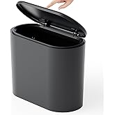 Yieach 3.17 Gallon Thin Small Black Bathroom Trash Can with Lid,12L Small Pet/Dog Proof Slim Trashcan and Skinny Covered Trash Can,Plastic Covered Wastebasket,Garbage Can for Kitchen,Office,RV,Bedroom