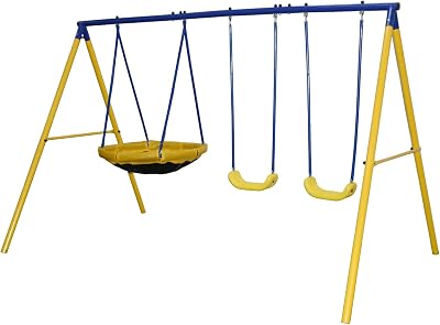 Zero Gravity Kids Swing Set with Metal Frame - Space Shuttle Up to 4 Children