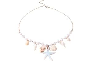 Necklace with Shell Pearl Conch Starfish Seashell, Summer Beach Collarbone Chain for Women Girls