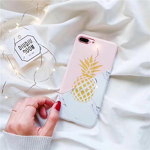 Liquid case for iPhone 6/6 Plus/iPhone 7/7 Plus/iPhone 8/8 Plus/iPhone x/10 Luxury Bling Glitter Sparkle Stars Transparent Plastic Case (Pineapple Big, iPhone 7/8 Plus (5.5 inch))