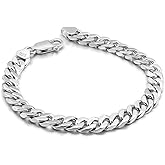 Dankadi Classic Fashion Men 100% 925 Sterling Silver Bracelet Punk style Cuban chain Solid Silver 6.5 MM/3 MM 7-9 inches Bracelet Jewelry Gift