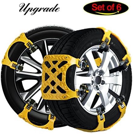 Snow Chains for SUV, Tire Chains for Trucks Emergency Tire Chain Snow Chain with Adjustable Tension Straps of SUV, Car Set of 6 Winter Driving Security Chains 6.5 – 9in(165mm-225mm)