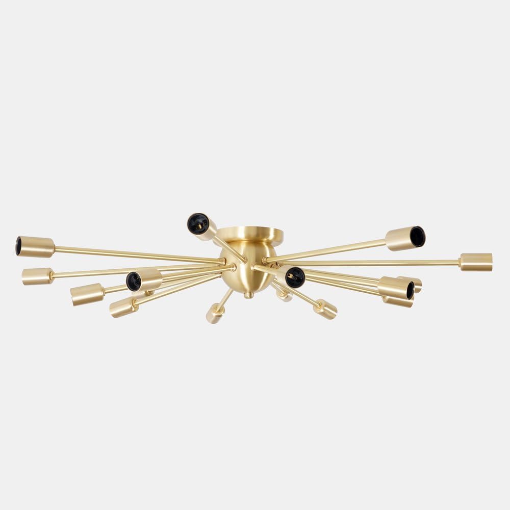 Modern Brass 16 Arm Light Sputnik Flush Mount Chandelier Light Fixture. Sputnik Wall Lamp