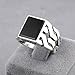 chimoda Sterling Silver Rings for Men - Cuban Link Mens Sterling Silver Ring with Black Onyx Stone, Anillos Para Hombre (9)