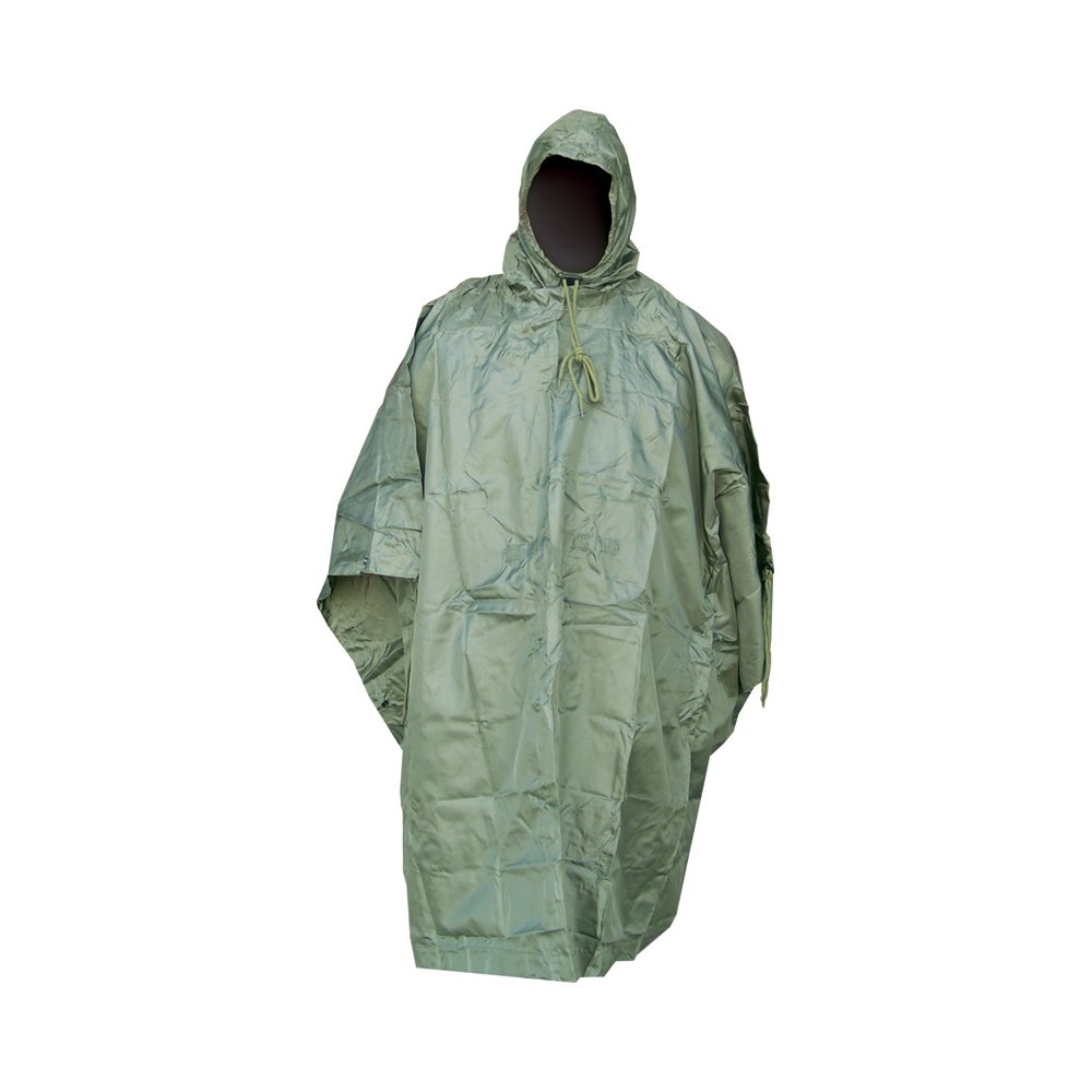 Kombat UK WATERPROOF HOODED PONCHO OLIVE GREEN ONE SIZE RIPSTOP MILITARY RAIN COAT FESTIVAL CAMPING ARMY