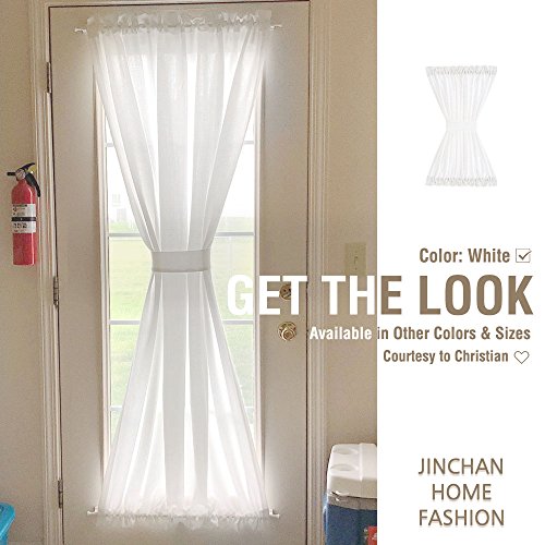 White Sheer French Door Panels Privacy 2 Panels Linen Textured French