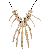 Amosfun Skull Pendant Necklace Skeleton Head Hand Bone Charm Cosplay Fancy Party Jewelry