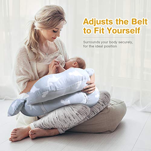 Breast Feeding Pillows for Babies, OMORC Nursing Pillows for Breastfeeding, 100% Pure Cotton Baby Nursing Pillows, Waterproof Baby Lounger Pillow with Detachable Headrest & Backrest