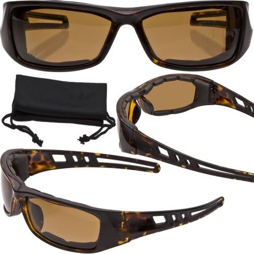 JAVELIN Polarized Foam Padded Motorcycle Sunglasses FREE Soft Pouch Case