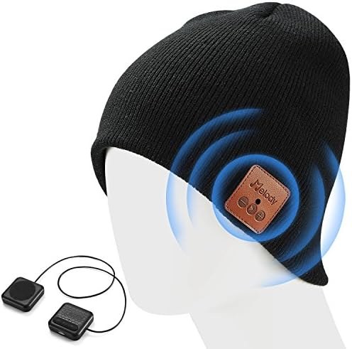 Bluetooth Beanie Music Hat Smart Beanie Headset 4.1 Wireless Bluetooth Beanie Cap Soft Warm Beanie Hat Built-in Microphone and HD Stereo with Hand-free Calling Music gift for Outdoor in Winter (Black)