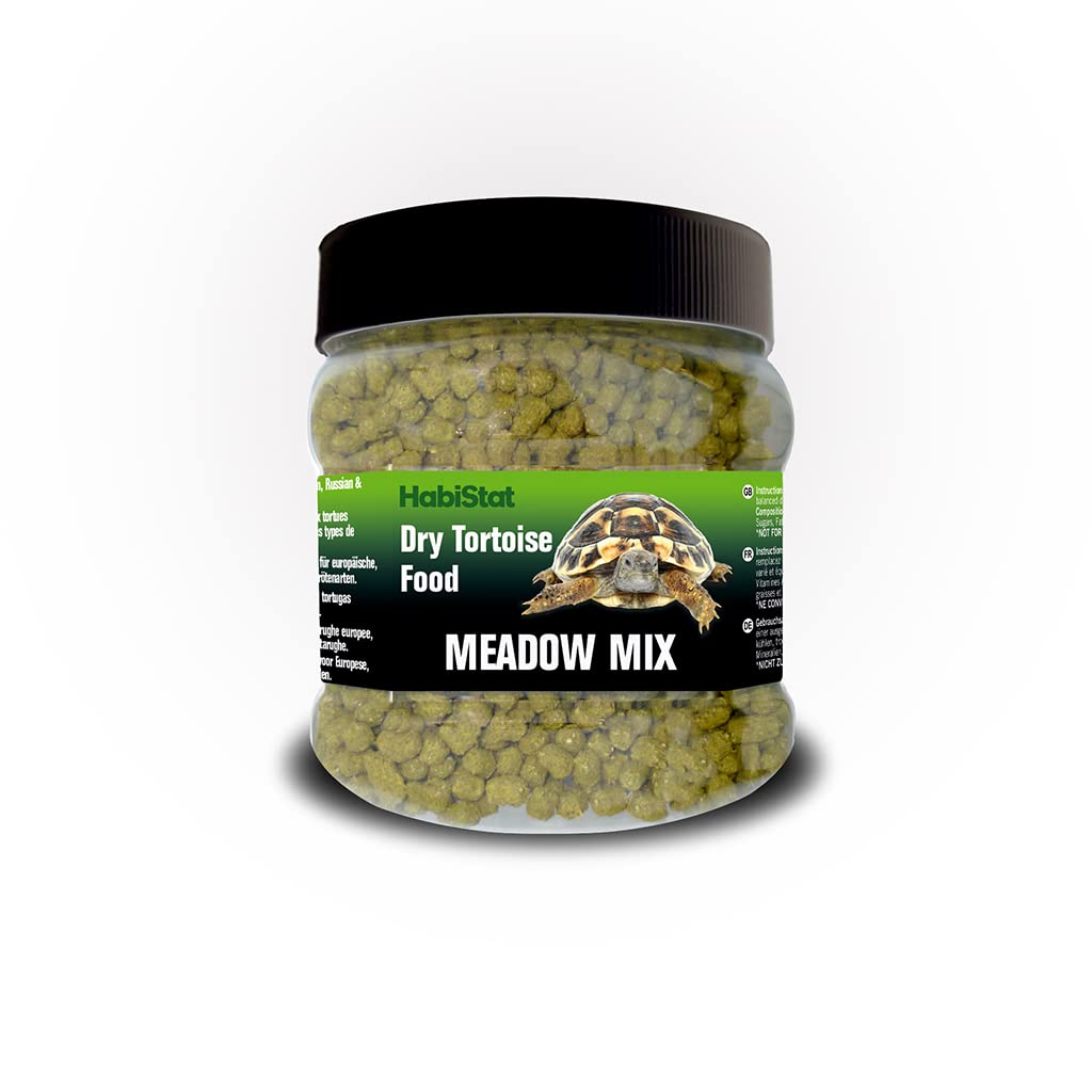 HabiStat - Dry Tortoise Food - Meadow Mix - 400g - High In Fibre, Vitamins & Minerals - Complementary Feed - Suitable For European, Russian & Most Other Tortoises