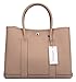 Ainifeel Women's Genuine Leather Top Handle Handbag Shopping Bag Tote Bag (Taupe)