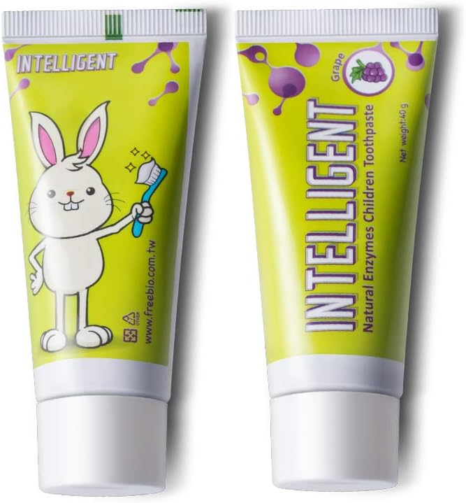 Intelligent Enzymatic Kids Toothpaste Grape – White Healthy Teeth for Baby and Toddler, Natural Non-Foaming Infant Tooth Paste, Sulfate-Free, Fluoride-Free, 2 pcs x 1.37 Ounce