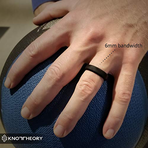 Silicone Wedding Ring for Men and Women Black 6mm - Size 9 Rubber Wedding Rings Band - Ideal Athletic Husband Gifts from Wife - Enhanced Style, Safety, Comfort for Gym, Work, Sports, Travels - Thumbnail 4